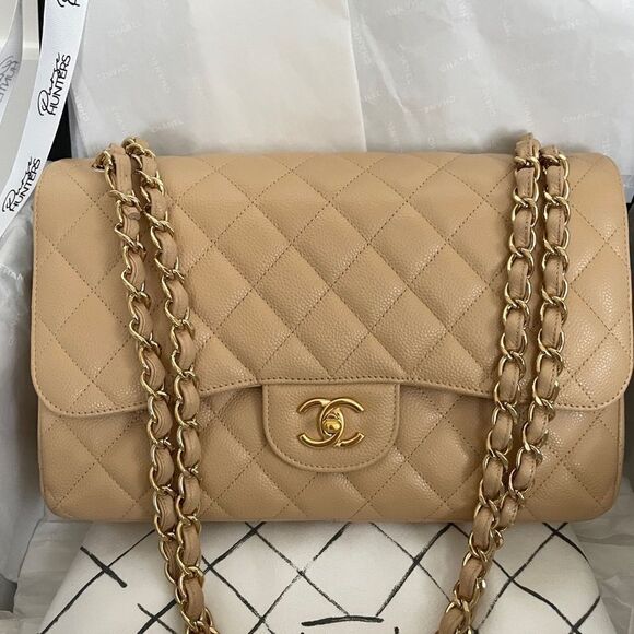 100% authentic CHANEL jumbo double flap beige clair caviar GHW - Picture 2 of 8